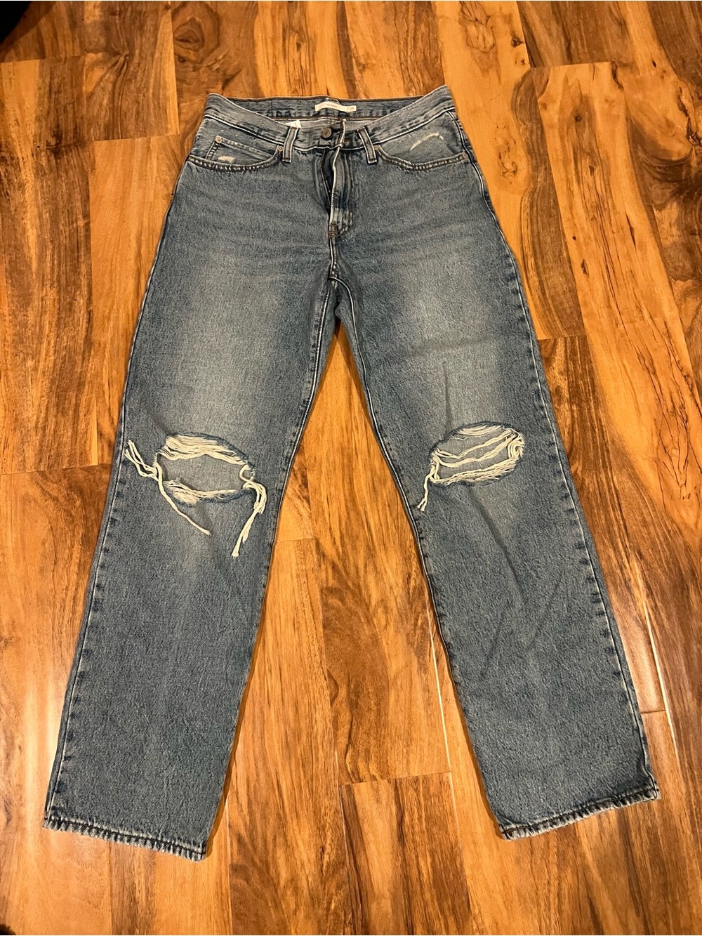 Levi's Blue Distressed Straight Women's Jeans
